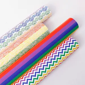 Rainbow Striped Heart Wavy Pattern Gift Wrapping Paper Creative White Kraft Paper For Birthday Party DIY Gift Wrapping