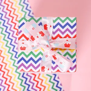 Colorful rainbow zigzag gift wrapping paper for birthday party and DIY decoration
