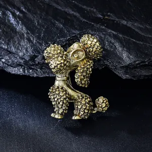 Broche Chien en Alliage Vintage Exquise Épingle de Revers Animal Caniche pour Veste de Costume Bijoux Cadeau pour Hommes Femmes