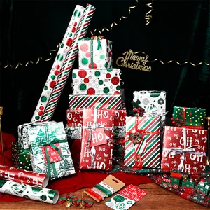 Metallic Christmas Gift Wrapping Paper Roll Large Gold Foil Xmas Gift Paper For Holiday Party Birthday Decor Wrapping Paper Set