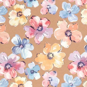Λεπτομερής άποψη του vintage floral σχεδίου σε καφέ χαρτί περιτυλίγματος δώρων κραφτ