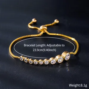 Detail view of adjustable gold zircon bracelet with 23.9cm length and 8.1g weight info.
