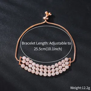 Close-up of rose gold flower bracelet with cubic zirconia and adjustable closure