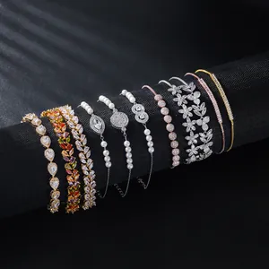 Elegant Vintage Zirconia Floral Adjustable Bracelet Luxury Alloy Niche Design Flower Leaf Bracelet For Women Fine Jewelry Gift