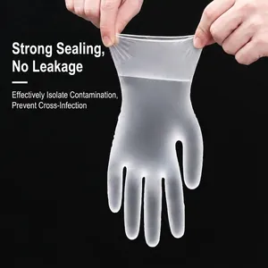 Leakproof disposable clear PVC gloves for medical or beauty salon use with water test