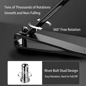 Professional stainless steel nail clipper with 360-degree rotating head mechanism