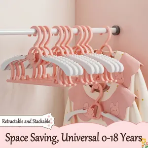 Verstelbare Intrekbare Kinder Kleerhangers Plastic Antislip Ruimtebesparend Stapelbaar Beer Baby Kleerhangers Voor Baby's Kledingkast Opslag