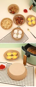 Disposable round air fryer paper liners for oil-resistant baking and grilling