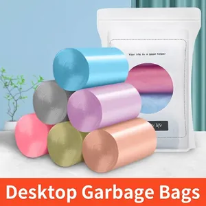 Juego de 4 rollos 120 mini bolsas de basura de escritorio engrosadas para casa y coche