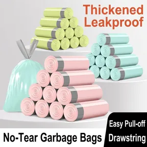 Thickened drawstring garbage bags in multiple colors, pull-out design for home use
