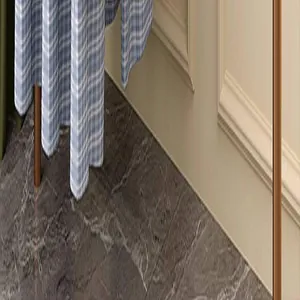 Detail of blue plaid skirt hanging on a non-marking household pants hanger with clips