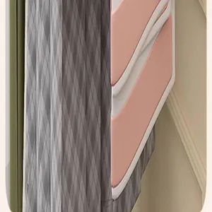 Close-up of pink seamless plastic pants hanger clips showing material and fabric detail