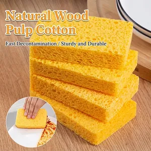 Natural wood pulp cellulose sponges for eco-friendly kitchen dishwashing and cleaning
