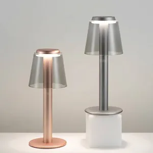 Modern Cordless LED Table Lamp With Touch Sensor Rechargeable Metallic Desk Lamp Stepless Dimming For Bedroom Living Room Hotel Decor