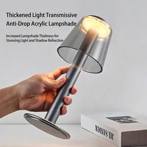 Modern cordless touch rechargeable table lamp with acrylic lampshade for bedroom decoration