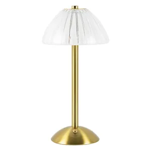 Moderne minimalistische Kristall-Retro-Tischlampe mit goldener gebürsteter Metallbasis
