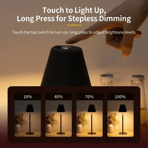 Minimalist retro LED cordless table lamp with touch stepless dimming for bar and restaurant decor