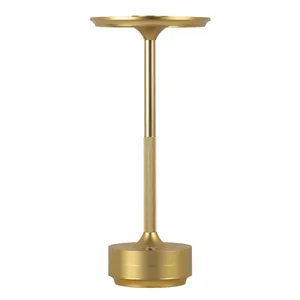 Moderne goldene USB-wiederaufladbare Bar-Tischlampe aus Aluminium für Restaurants und Cafés