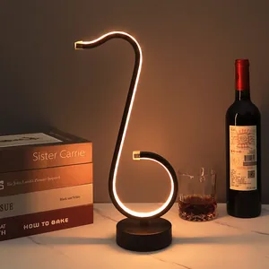 Lampe de Table LED Moderne Minimaliste Forme de Note de Musique Rechargeable Graduable Ambiance Lampe de Bureau pour Bar Restaurant Hôtel Décoration Maison