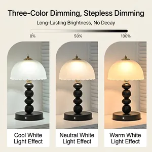 Vintage-Tischlampe mit 3-Farben-Dimmung und stufenloser einstellbarer Helligkeit.