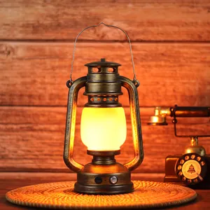 Retro LED Camping Lantern USB Rechargeable Portable Hurricane Lamp For Outdoor Tent Garden Multi-functional Night Light