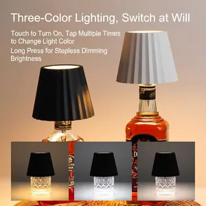 Wiederaufladbare LED-Flaschenlampe mit 3 Farbmodi und stufenlosem Dimmen