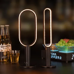 Moderne minimalistische ovale LED-Akku-Tischlampe für Cafés und Bistro-Ambiente-Beleuchtung