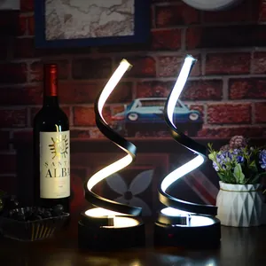 Modern black spiral LED rechargeable atmosphere lamp for bar or restaurant tables