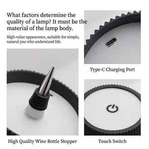 Modern rechargeable LED wine bottle lamp with Type-C charging port and touch switch