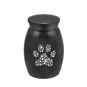 Mini Urna Cineraria in Acciaio Inossidabile per Ceneri Umane Animali Barattolo Commemorativo Motivo Cuore Zampa Metallo