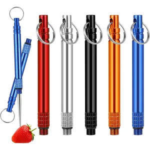 Portable Titanium Alloy Retractable Toothpick EDC Tool Integrated Metallic Keyring Toothpick For Outdoor Camping Daily Use Tool