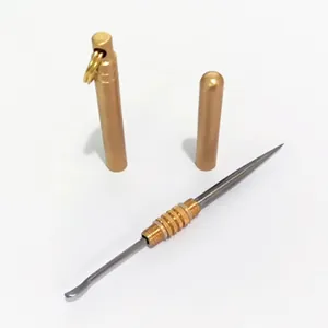 Portable brass and titanium alloy double-ended toothpick and ear pick with storage tube
