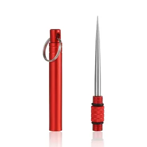 Durable titanium alloy toothpick and EDC survival tool with red waterproof storage case