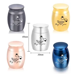 Premium mini keepsake cremation urns for human or pet ashes, 5 colors set, 40x30mm