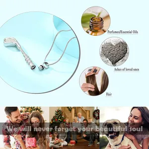 Vue détaillée du pendentif de crémation club de golf pour cendres ou parfum.