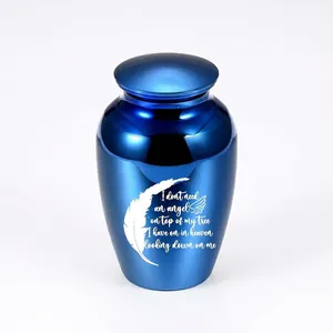 Urna Cineraria per Animali Domestici in Acciaio Inossidabile Vaso Ricordo con Motivo a Piuma Regalo Commemorativo per Animali e Umani