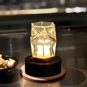 Rechargeable LED Bar Table Lamp Crystal Acrylic Atmosphere Night Light For Restaurant Cafe KTV Modern Metal Base Desk Lamp