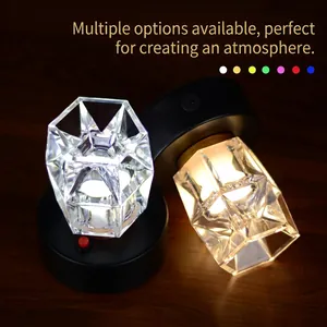 Modern crystal LED rechargeable bar table lamp for restaurant and KTV atmosphere lighting