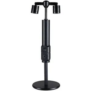 Lampe de table de bar LED rechargeable noire moderne à double tête avec mât haut
