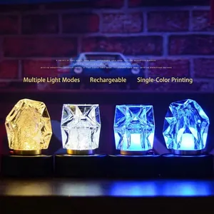 Set of four rechargeable crystal LED bar lamps with multiple light colors for atmosphere