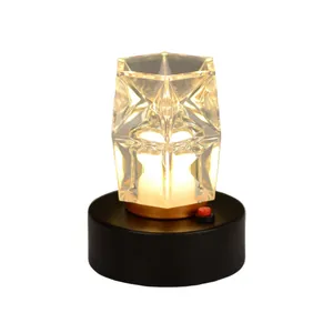 Modern rechargeable LED bar lamp with crystal textured shade for warm atmosphere