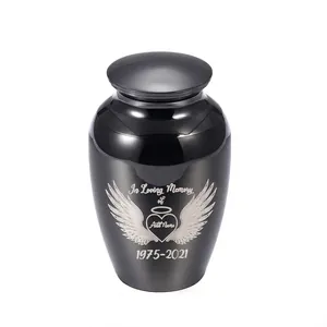 Stainless Steel Angel Wings Heart Memorial Urn For Human Ashes Pet Cremation Keepsake Small Funeral Jar Remembrance Ornament