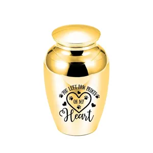 Stainless Steel Memorial Urn For Human Pet Ashes Keepsake Small Funeral Jar Heart Paw Prints Cremation Jewelry