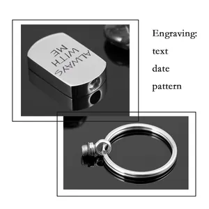 Engravable stainless steel memorial cremation urn pendant with Always With Me text