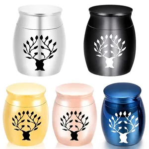 Set of 5 stainless steel pet cremation urns with tree of life design, 30x40mm size