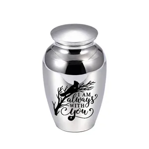 Small Memorial Keepsake Urn For Human Pet Ashes Stainless Steel Mini Cremation Urn Bird Pattern I Am Always With You Remembrance Jar