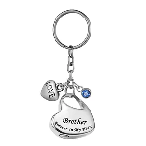 Llavero de Urna de Corazón de Acero Inoxidable para Cenizas Conmemorativo Pulido Grabado Forever In My Heart Colgante Strass Regalo