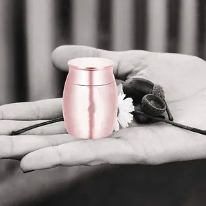 Small light pink stainless steel pet cremation urn for dogs and cats memorial keepsake