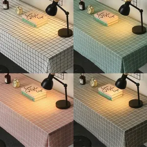 Waterproof and oil-proof PVC grid tablecloth in four colors for minimalist dining tables