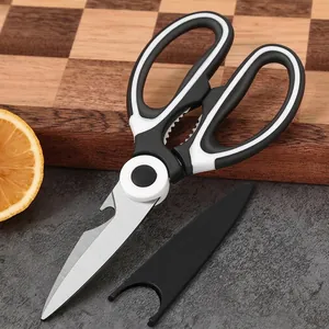 Heavy duty multi-purpose kitchen scissors for meat and vegetables with bottle opener